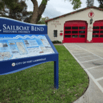 Fort Lauderdale Fire and Safety Museum in Sailboat Bend with historic Fire Station No. 3 and neighborhood sign
